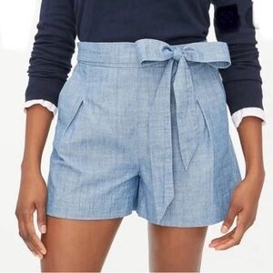 J Crew Tie-waist Shorts In Chambray Style G5309- Women’s Size 6 With Pockets